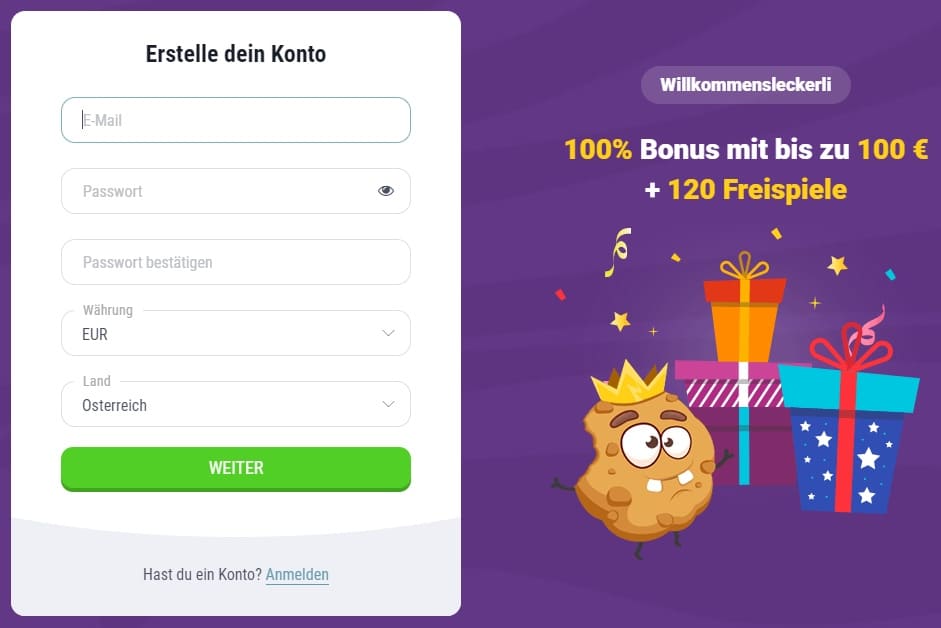 Cookie Casino Registrierung